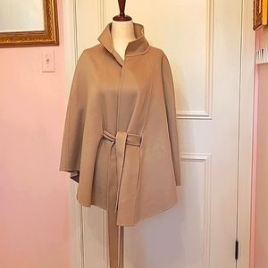 Neiman Marcus Tan Double Face Cashmere Cape Jacket